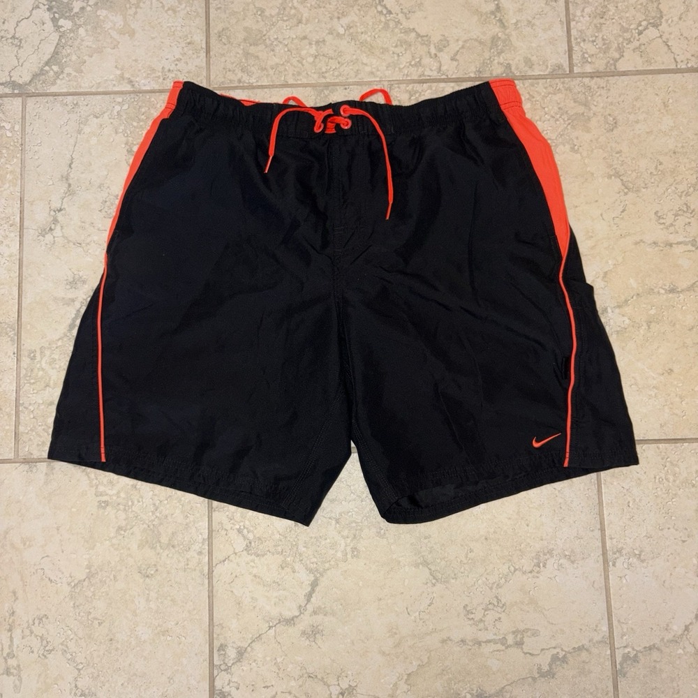 Nike Swim Shorts Trunks Board Shorts Neon Peach Pink Orange Net Lined Size L Y2K